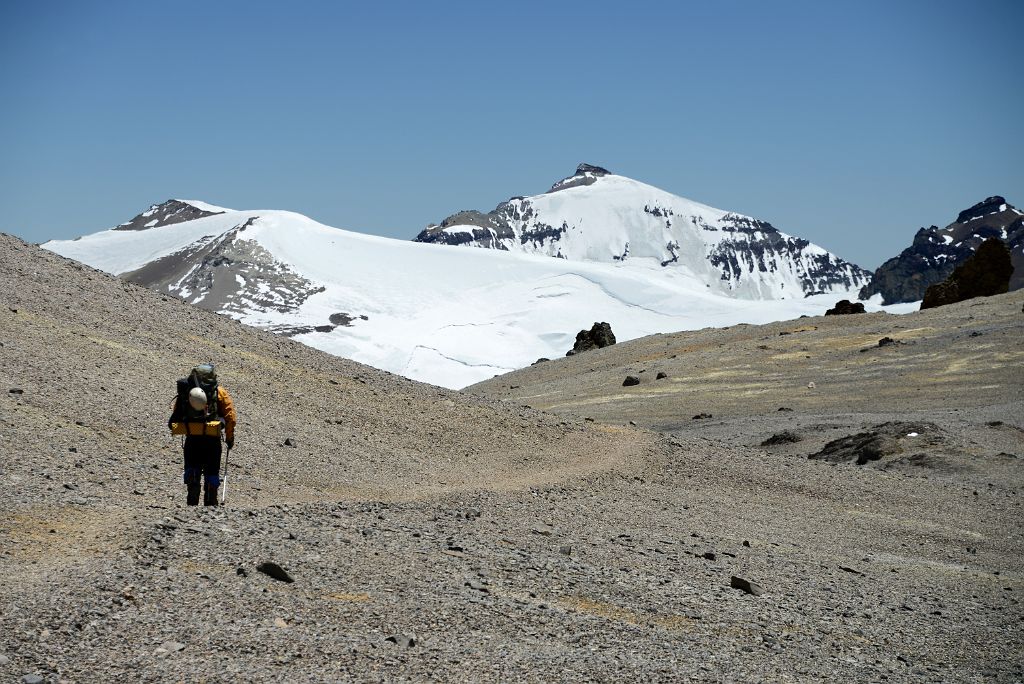 17 Agustin Leads The Way Across The Ameghino Col 5370m With Cerro Zurbriggen, Cupola de Gussfeldt And Cerro Link On The Way To Aconcagua Camp 2